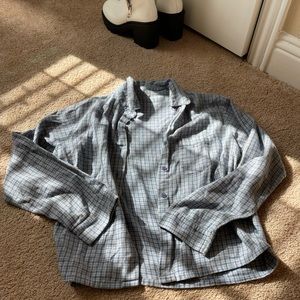 blue/grey cropped flannel, XS/S, Brandy Melville